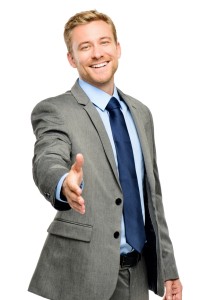 Businessman shaking hands isolated on white