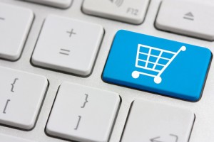Retail or shopping cart icon on keyboard button