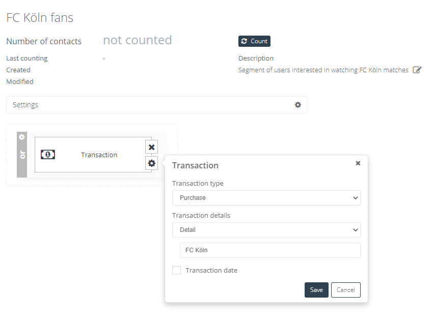 Example of segmentation based on transactional data