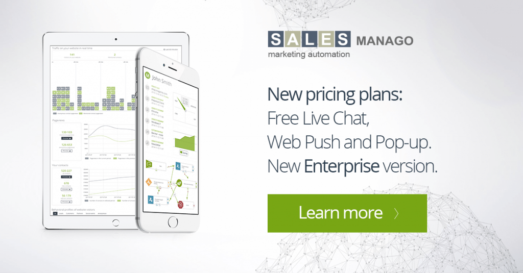 New pricing plans: Free Live Chat, Web Push and Pop-up. New Enterprise version