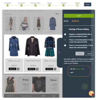 New recommendation frames with products for your website. Manage your frames directly from SALESmanago level without any assistance of IT.
